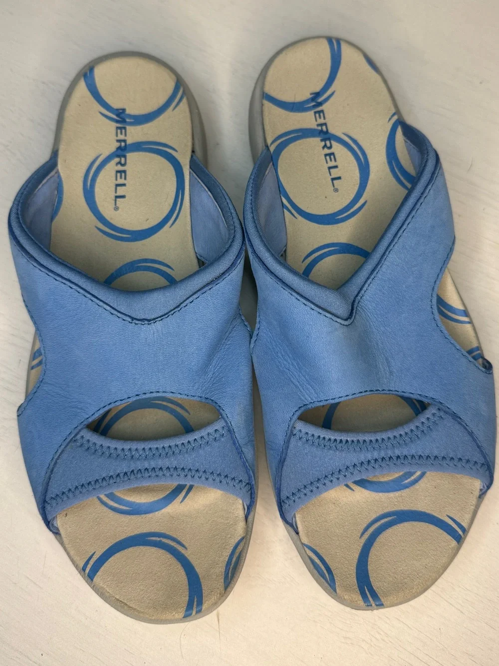 Merrell Women’s Size Open-Toe Slide Sandal Palmetto Blue Gray Comfort Shoe
